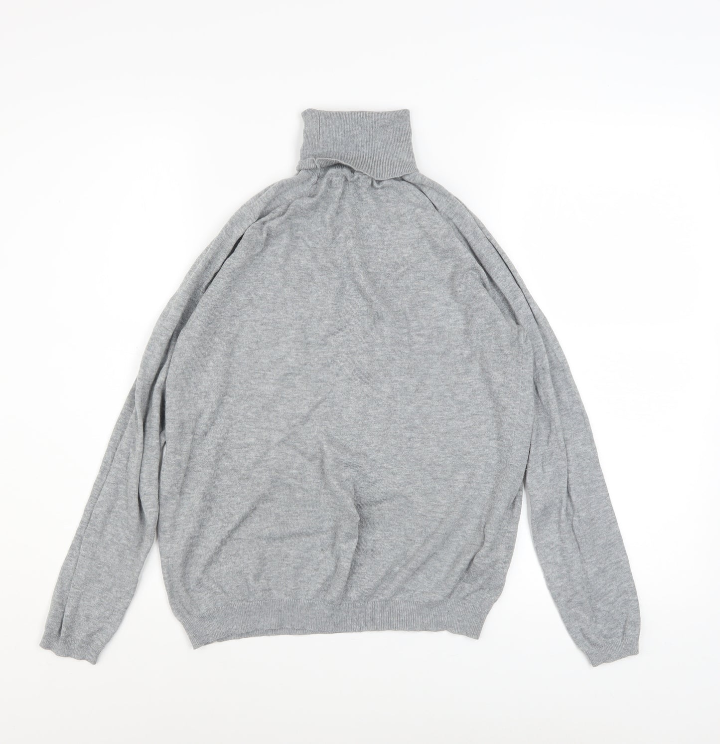 MANGO Womens Grey Roll Neck Cotton Blend Jumper Size 10