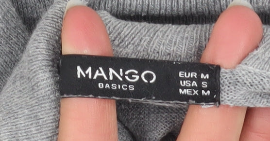 MANGO Womens Grey Roll Neck Cotton Blend Jumper Size 10