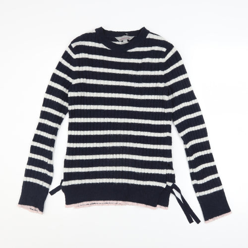 Dorothy Perkins Women's Blue Striped Crew Neck Knit Jumper Size 6