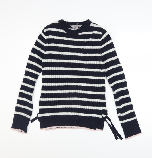 Dorothy Perkins Women's Blue Striped Crew Neck Knit Jumper Size 6