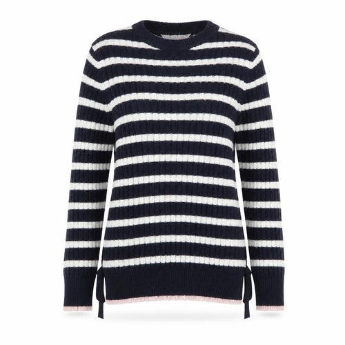 Dorothy Perkins Women's Blue Striped Crew Neck Knit Jumper Size 6