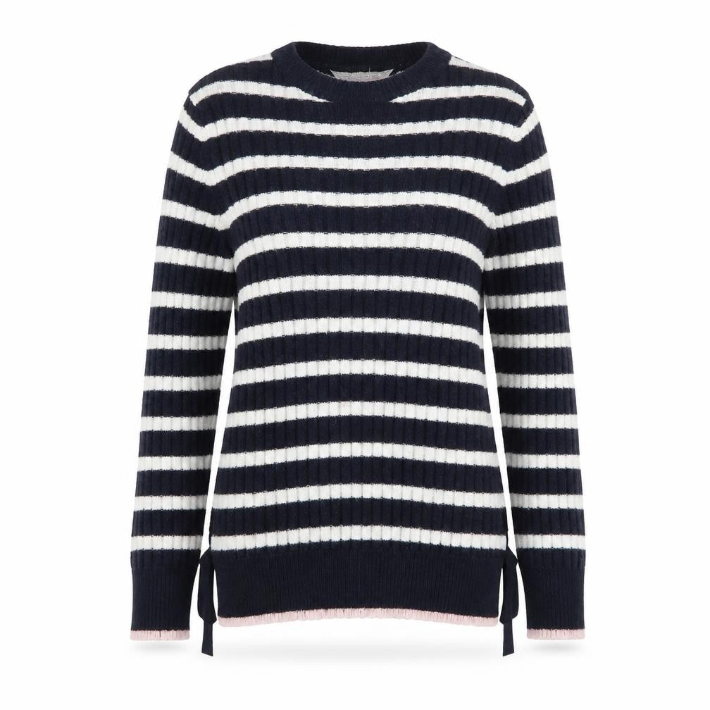 Dorothy Perkins Women's Blue Striped Crew Neck Knit Jumper Size 6