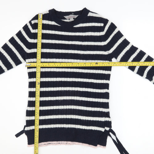 Dorothy Perkins Women's Blue Striped Crew Neck Knit Jumper Size 6