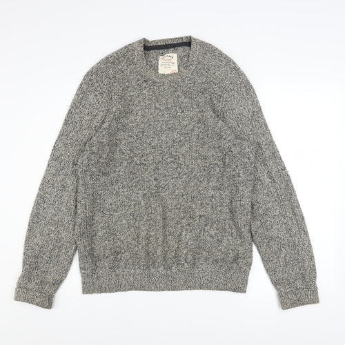 Fat Face Mens Grey Knit Crew Neck Jumper XS Cotton Wool Blend