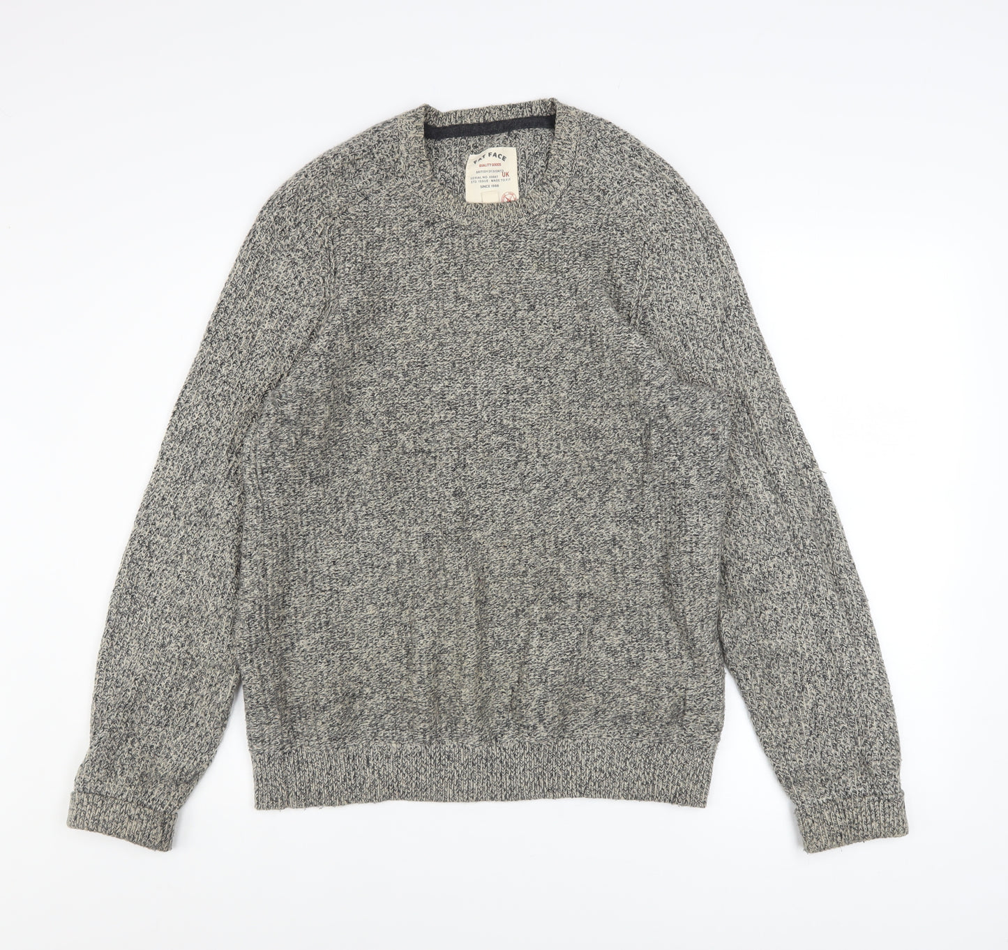 Fat Face Mens Grey Knit Crew Neck Jumper XS Cotton Wool Blend