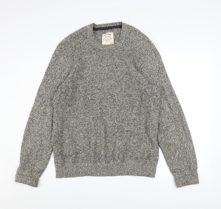 Fat Face Mens Grey Knit Crew Neck Jumper XS Cotton Wool Blend