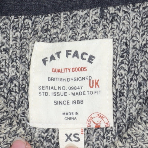 Fat Face Mens Grey Knit Crew Neck Jumper XS Cotton Wool Blend