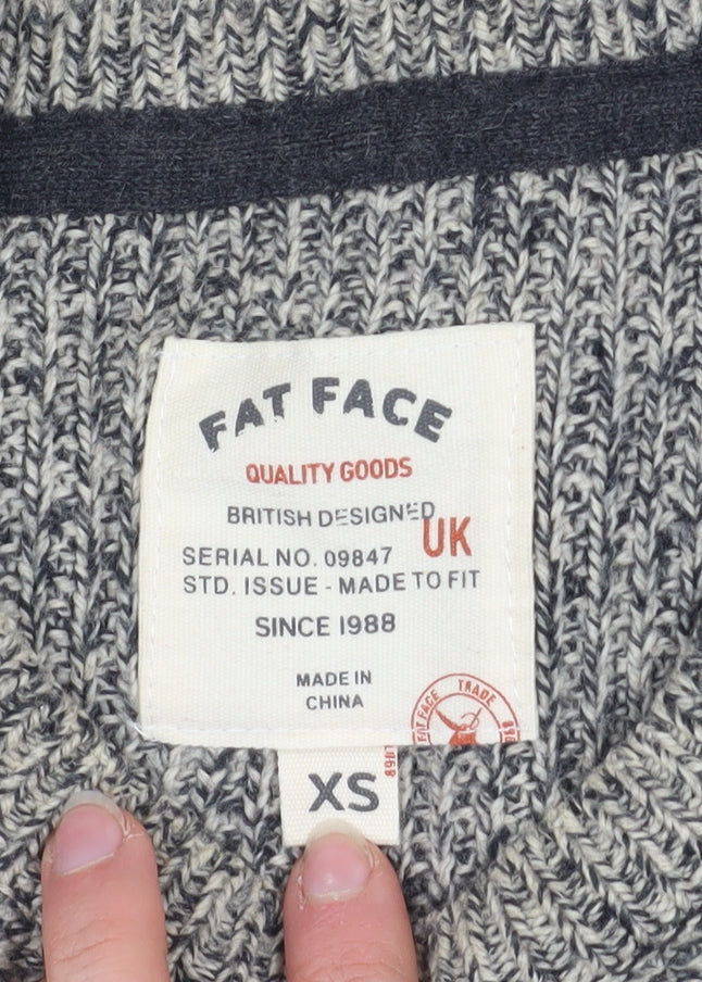 Fat Face Mens Grey Knit Crew Neck Jumper XS Cotton Wool Blend