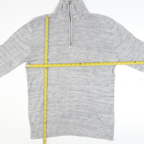 L.O.G.G. Men's Grey Cotton 1/2 Zip High Neck Jumper M