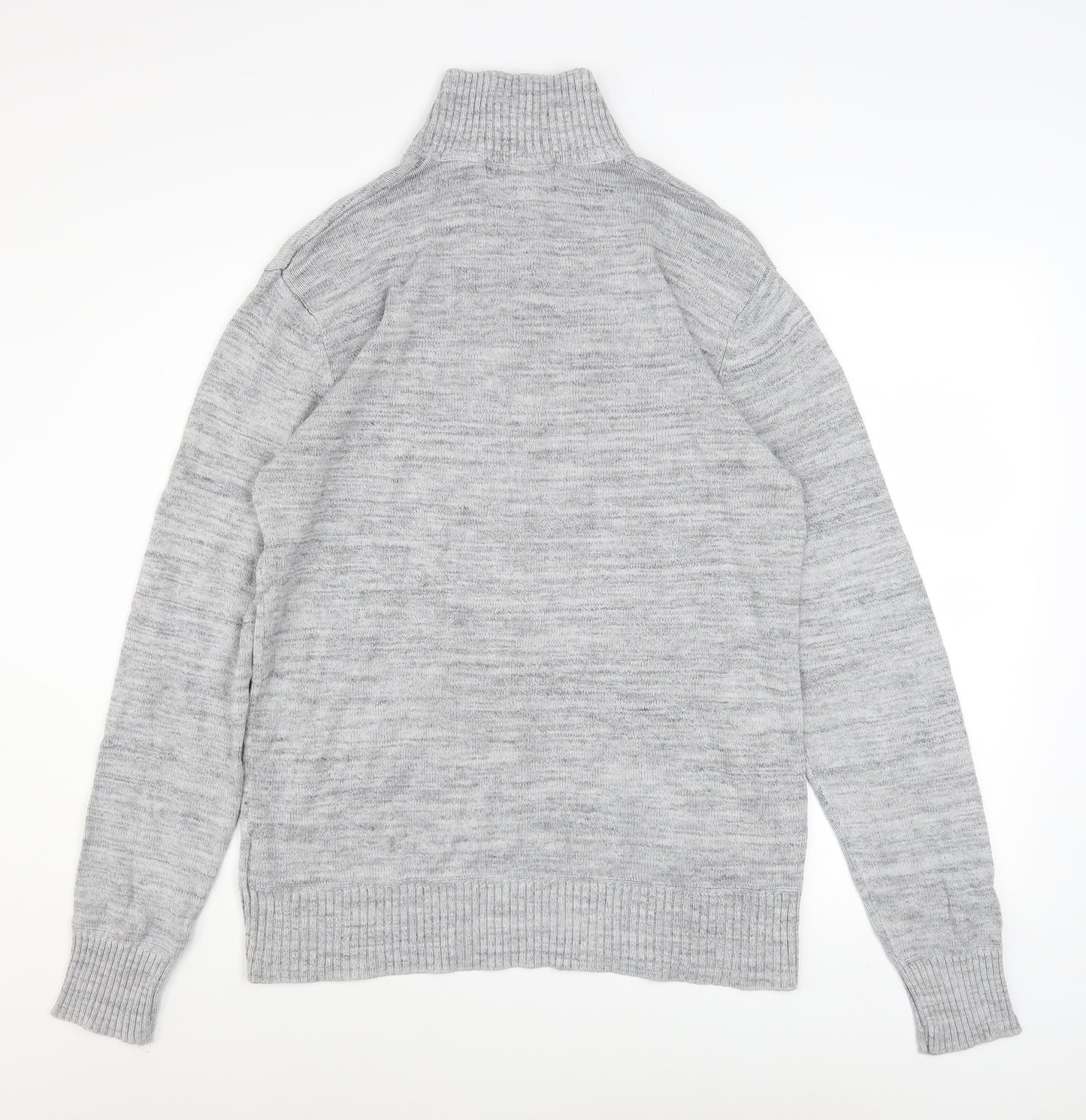 L.O.G.G. Men's Grey Cotton 1/2 Zip High Neck Jumper M