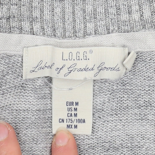 L.O.G.G. Men's Grey Cotton 1/2 Zip High Neck Jumper M