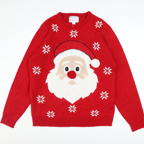 Merry Christmas Men's Red Santa Graphic Knit Jumper Size L