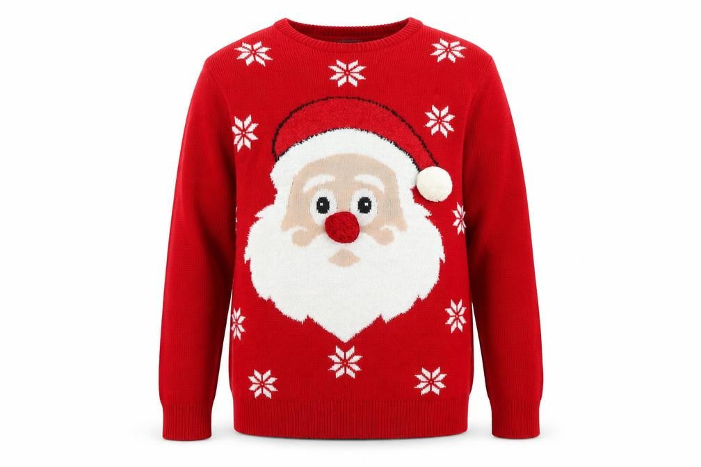Merry Christmas Men's Red Santa Graphic Knit Jumper Size L