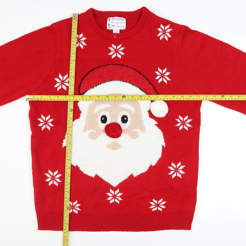 Merry Christmas Men's Red Santa Graphic Knit Jumper Size L