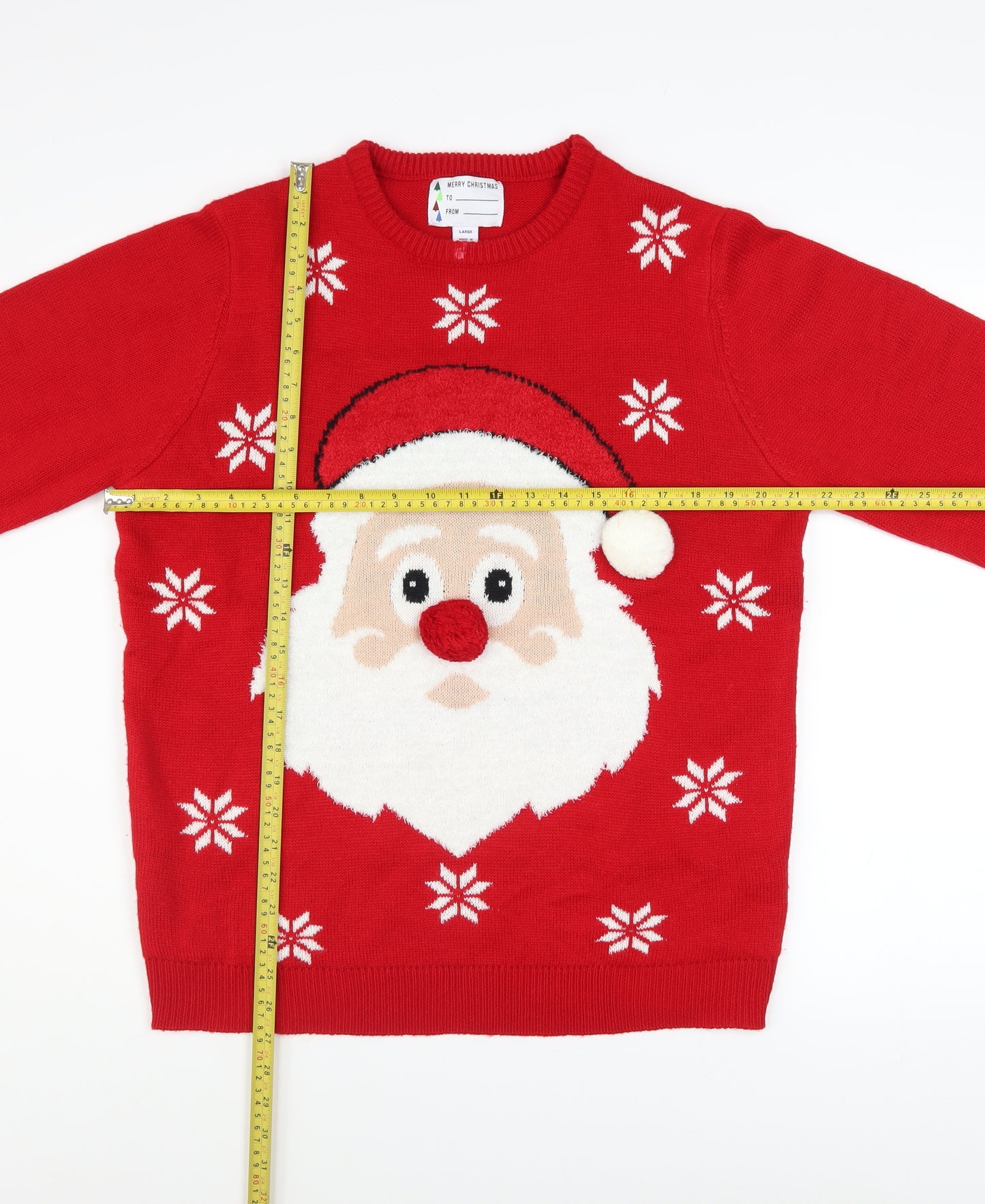 Merry Christmas Men's Red Santa Graphic Knit Jumper Size L
