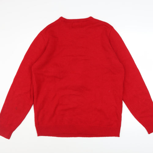 Merry Christmas Men's Red Santa Graphic Knit Jumper Size L