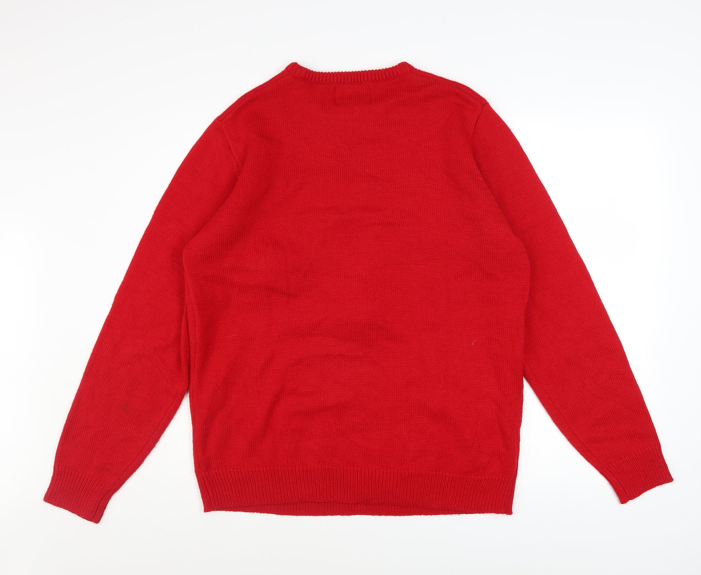 Merry Christmas Men's Red Santa Graphic Knit Jumper Size L