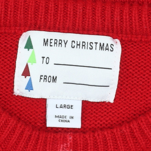 Merry Christmas Men's Red Santa Graphic Knit Jumper Size L