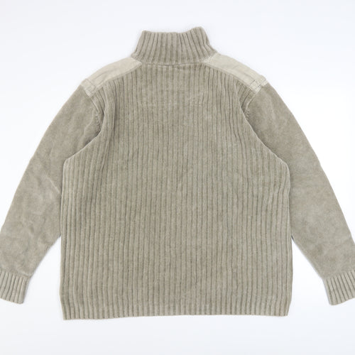 Next Men’s Beige 2XL Ribbed 1/4 Zip Cotton Sweatshirt