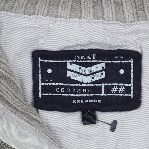 Next Men’s Beige 2XL Ribbed 1/4 Zip Cotton Sweatshirt