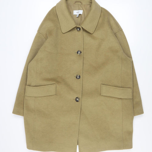 Marks and Spencer Women Beige Overcoat Size 22 Petite Classic Style