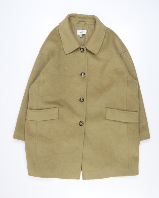 Marks and Spencer Women Beige Overcoat Size 22 Petite Classic Style