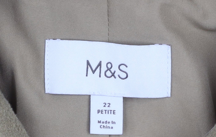 Marks and Spencer Women Beige Overcoat Size 22 Petite Classic Style