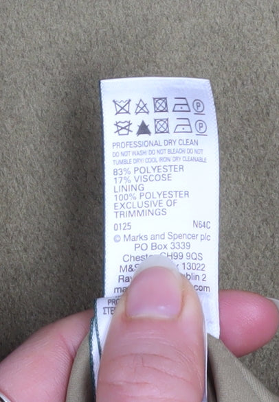 Marks and Spencer Women Beige Overcoat Size 22 Petite Classic Style