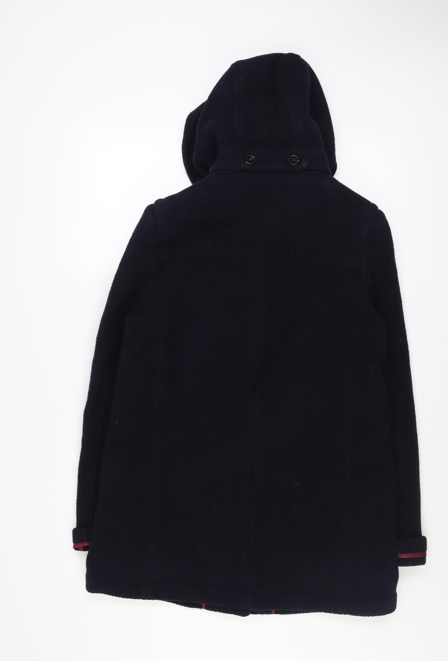 Topshop Women Navy Blue Wool Blend Hooded Duffle Coat UK 10