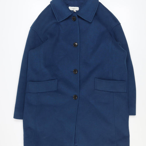Marks and Spencer Women's Blue Wool Blend Mid-Length Overcoat Size 14