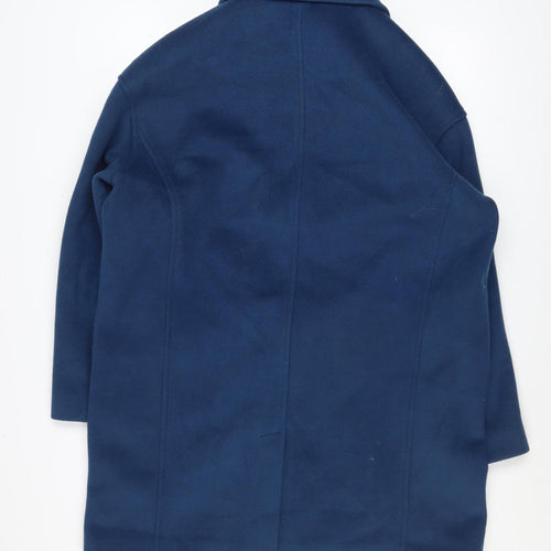 Marks and Spencer Women's Blue Wool Blend Mid-Length Overcoat Size 14