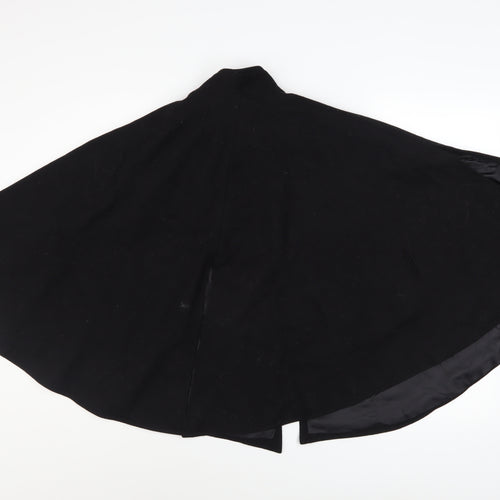 Miss Selfridge Women’s Black Wool Blend Cape Coat Size 10 Lined Button Classic Style