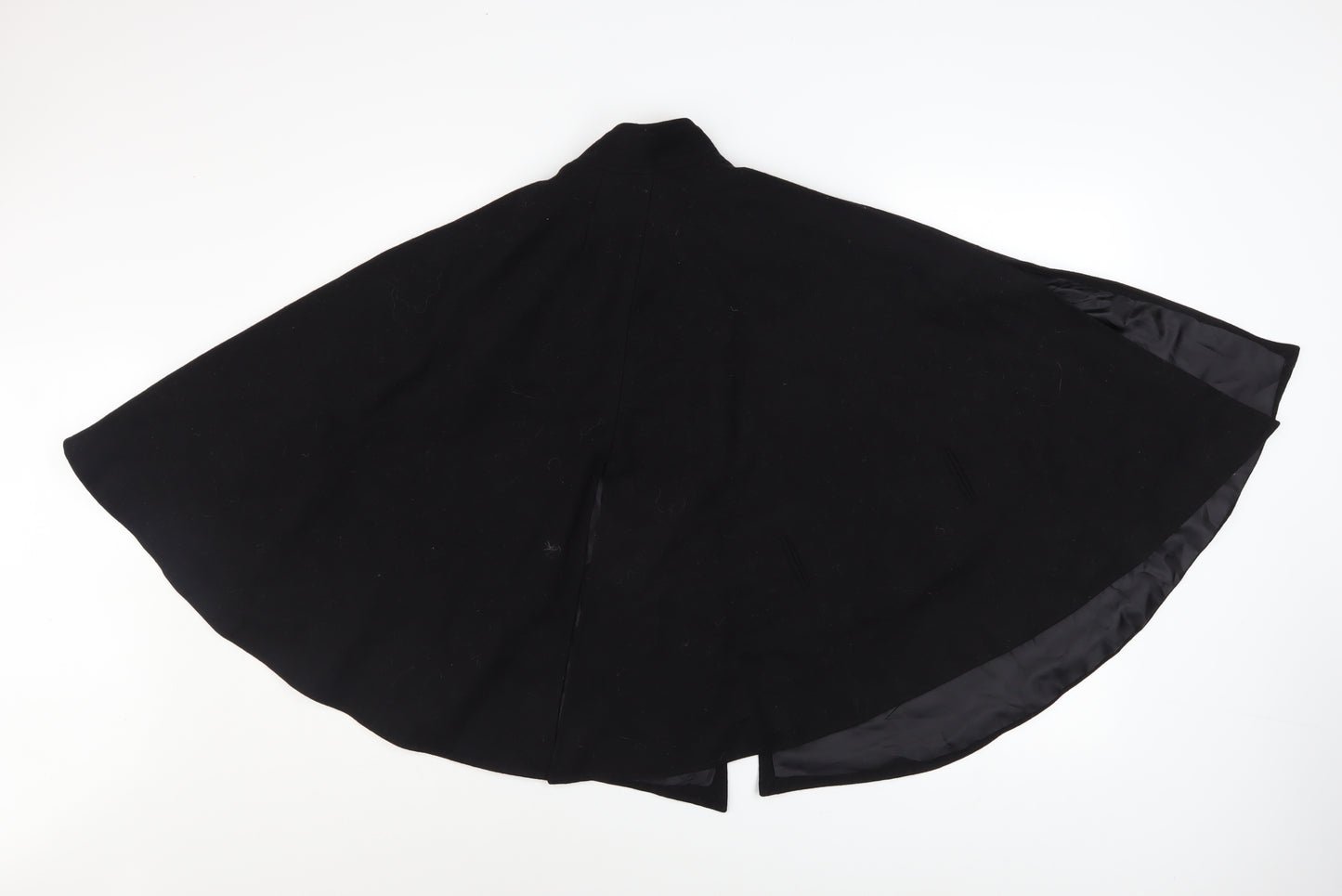 Miss Selfridge Women’s Black Wool Blend Cape Coat Size 10 Lined Button Classic Style