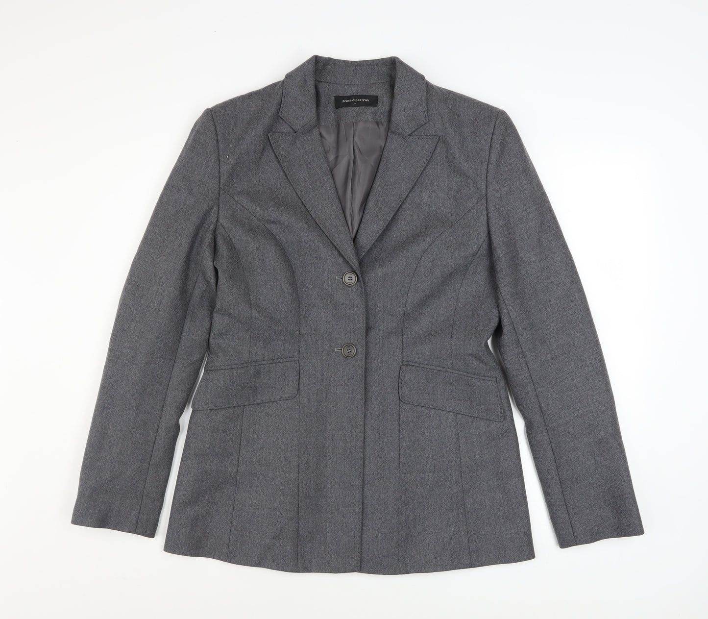 Press & Bastyan Women's Grey Size 14 Classic Two-Button Blazer
