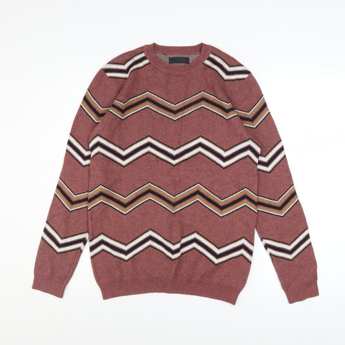 ASOS Men's Brown Geometric Crew Neck Cotton Jumper XS