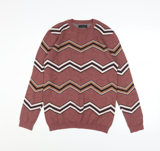 ASOS Men's Brown Geometric Crew Neck Cotton Jumper XS