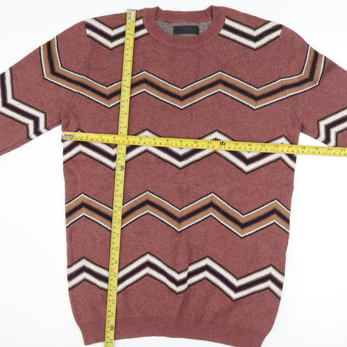 ASOS Men's Brown Geometric Crew Neck Cotton Jumper XS