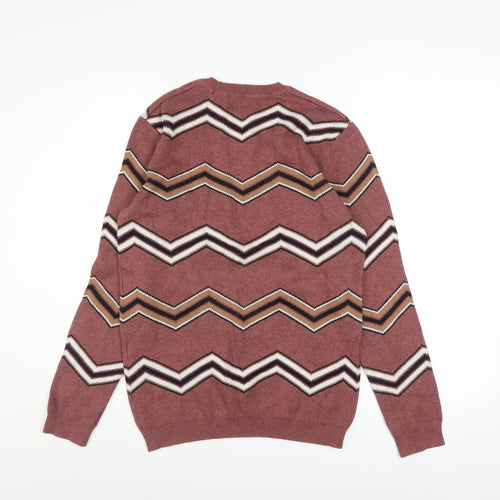 ASOS Men's Brown Geometric Crew Neck Cotton Jumper XS