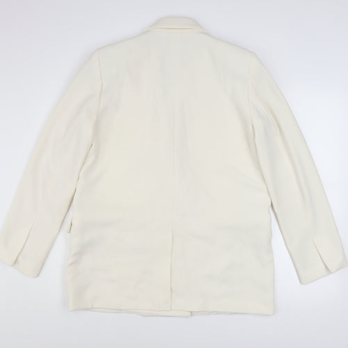 Zara Women’s Ivory Double-Breasted Blazer Jacket L Tailored Workwear