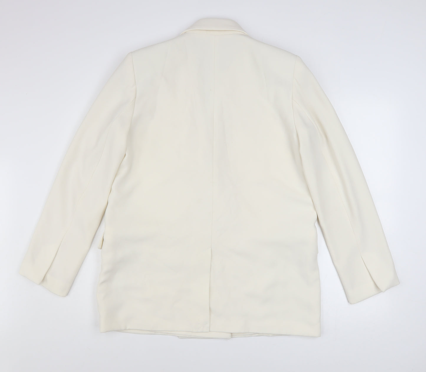 Zara Women’s Ivory Double-Breasted Blazer Jacket L Tailored Workwear