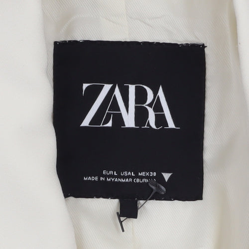 Zara Women’s Ivory Double-Breasted Blazer Jacket L Tailored Workwear