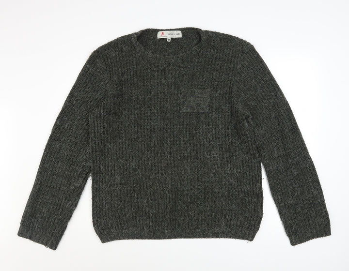Label Lab Men's Grey Wool Blend Chunky Knit Jumper Size M