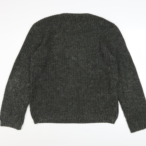 Label Lab Men's Grey Wool Blend Chunky Knit Jumper Size M