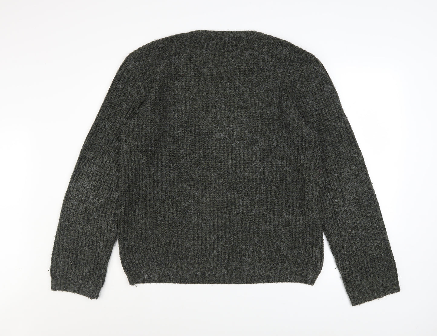 Label Lab Men's Grey Wool Blend Chunky Knit Jumper Size M