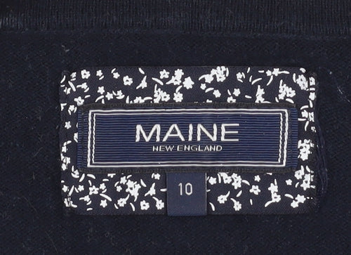 Maine New England Women’s Blue Striped Cotton Boat Neck Jumper Size 10