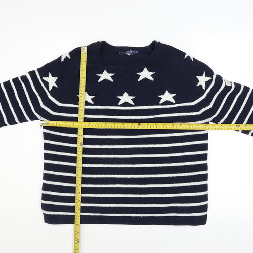 Joules Women's Navy White Star Stripe Pullover Sweatshirt Size 12