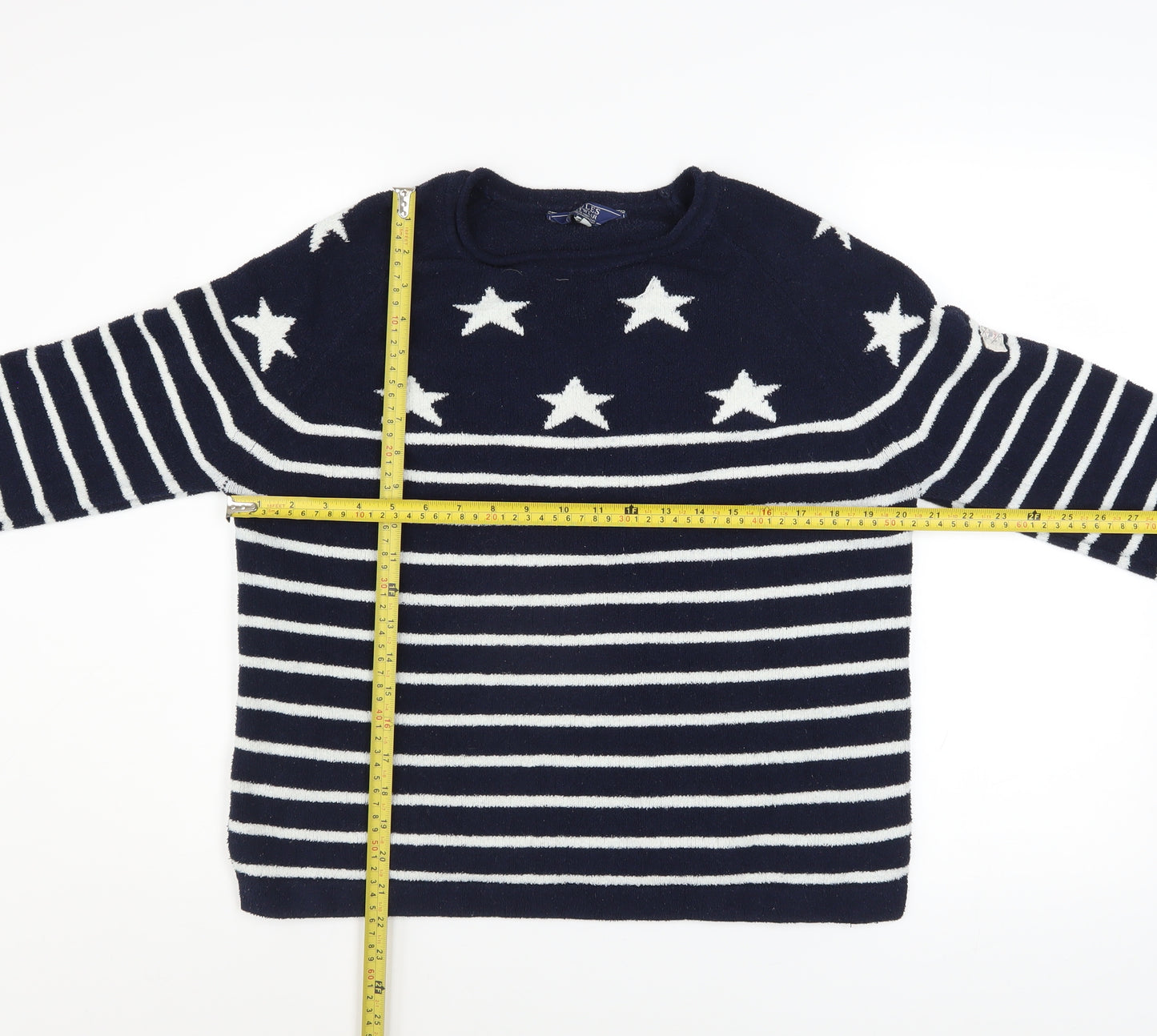 Joules Women's Navy White Star Stripe Pullover Sweatshirt Size 12