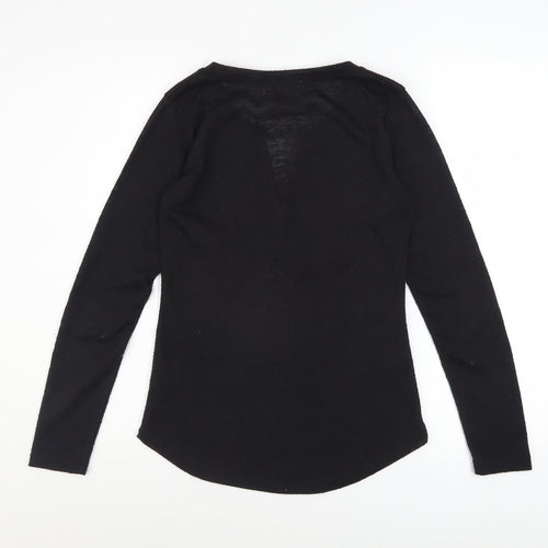 Louche Womens Black Long Sleeve V-Neck Jersey Top Size 8 XS