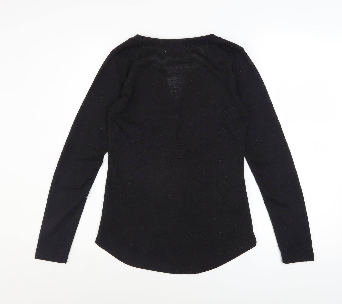Louche Womens Black Long Sleeve V-Neck Jersey Top Size 8 XS