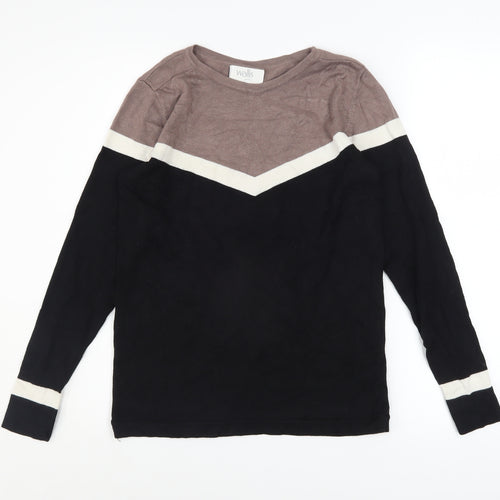 Wallis Petite Women's Black Colourblock Long Sleeve Pullover Jumper Size 10